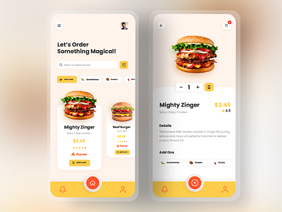Food App Design adobexd application design behance clean design dribbble figma food app freelance kodegems mobile app ui uidesign uidesigner uiux user interface design