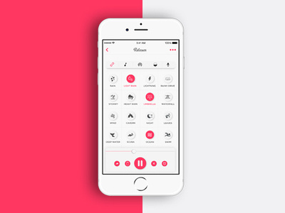 Sound screen design adobe xd app application clean design flat halloween illustrator iphone mobile music pink relax screen sound theme ui user interface ux white