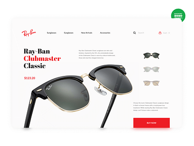 Rayban Sunglasses - Web Design Concept 2020 challenge clothes design ecommerce figma firstweek glasses interface mobile rayban summer ui ux uxui wear web