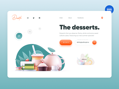 Desserts Cafe - Web Design Concept 2020 design desserts ecommerce figma interface pastry summer sweet thirdweek ui ux web