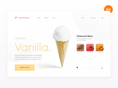 Ice Cream Constructor - Web Design Concept 2020 design ecommerce figma food frosty icecream interface summer tasty thirdweek ui ux vanilla