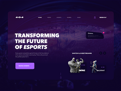 Esports Platform - Web Design Concept 2020 cybersport design ecommerce esports figma fortnite future games gaming interface summer ui ux valorant web