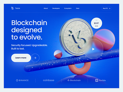 Tezos Web design binance bitcoin blockchain crypto cryptocurrency etherium finance landing landing page nft tezos ui ux web design website