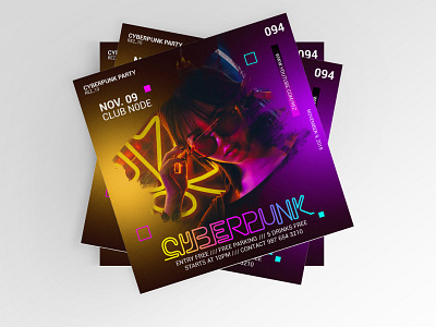 Flyer Design cyberpunk design flyer design gradient graphic desgin graphic designer illustration print design square flyer