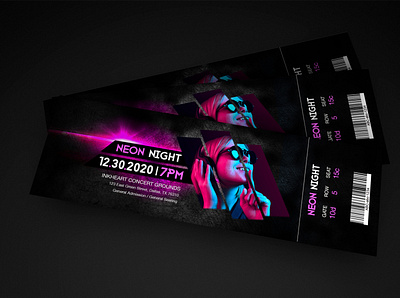 Ticket Design club night design gradient graphic designer illustration neon photoshop print design ticket design