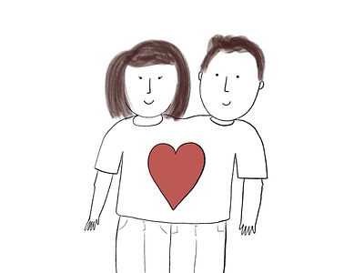 Share Your T Shirt With Love heart human illustration love peoples sharing t shirt together