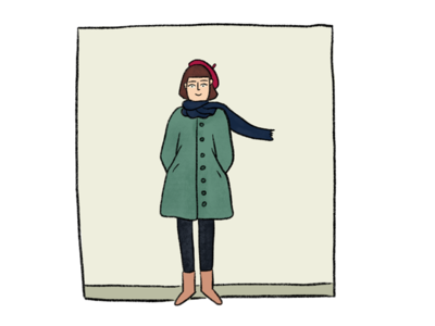 Self Portrait with Jacket clothes green illustration jacket self portrait winter woman illustration