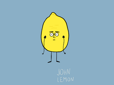 John Lemon blue character art illustration john lennon lemon music portrait yellow