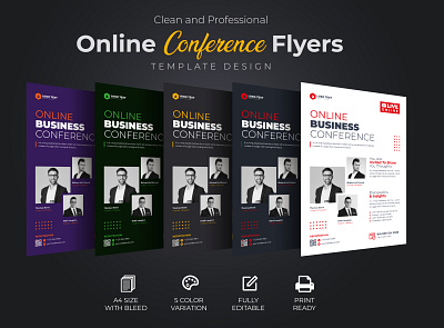 Online Business Conference Flyer brochure business conference conference design corporate design event event flyer flyer marketing online course online marketing template webinar