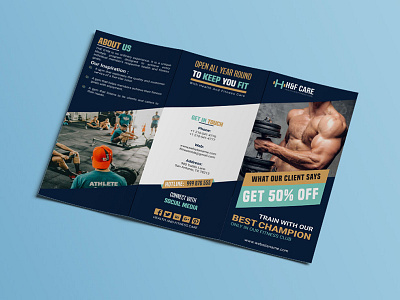 Gym Trifold Brochure ad brochure center creative fit fitness gym gym trifold brochure health health care professional trifold