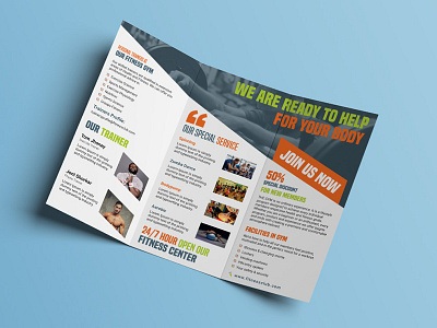 Gym Trifold Brochure ad brochure center creative fit fitness gym gym trifold brochure health health care professional trifold