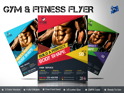 Gym Flyer / Fitness Flyer ad creative fit fitness fitness flyer flyer flyer template gym gym flyer health care professional