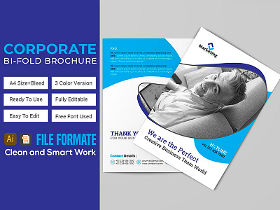 Corporate Bi-fold Brochure Template bifold brochure business company corporate graphic media new print social template trend