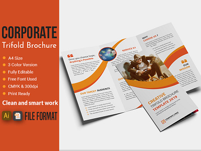 Corporate Trifold Brochure branding brochure business corporate design free graphic logo mockup template tri fold trifold