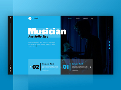 Musician Portfolio Site Cover cover designispiration landing page design musician portfolio portfolio design portfolio website template uiux design userinterfacedesign