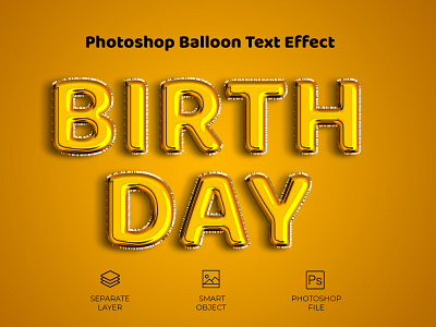 Birthday Balloon Effect Text 2020 action add on balloon birthday cartoon day design effect font illustration logo new photoshop style text typhography word
