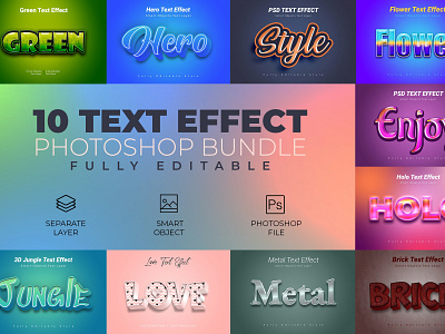 Photoshop Text Effect Bundle 3d art character color cool cute effect elegant luxury mockup photoshop pop realistic shadow style text texture type typography word