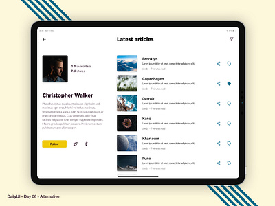 DailyUI 06 - Alternate version of user profile app application article page blog dailyui design flat mobile app ui
