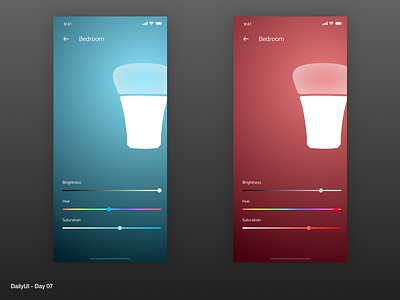 DailyUI 07 - Settings page app application connected devices connected home connected lights controls dailyui design flat lights mobile app ui