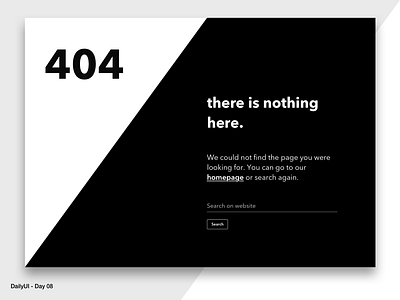 DailyUI 08 - 404 page 404 page blackandwhite dailyui design flat not found ui web web design