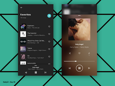 DailyUI 09 - Music player app application blurred background dailyui dark ui design flat mobile app music music app music app ui music player ui