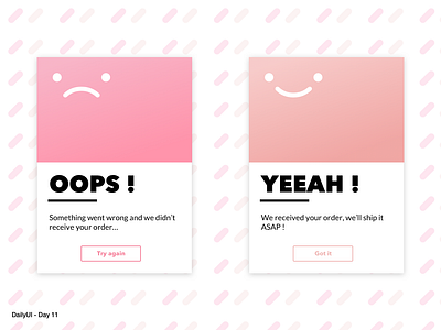 DailyUI 11 - Flash message app application cute dailyui design error message flash message flat funny mobile app pastel pop up success message ui