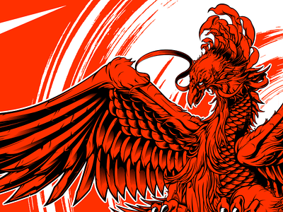 Phoenix Illustration Experiment illustration japanese mark orange pattern phoenix vector