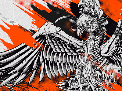 Phoenix Illustration Experiment 2 illustration japanese mark orange pattern phoenix vector