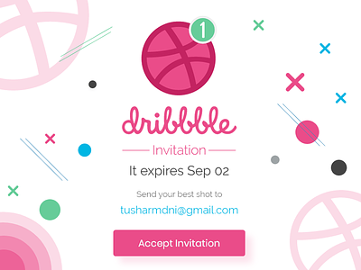 1 Dribble Invitation 1 invites accept invite announce debute design draft dribbble dribbble invites illustration invite shot typography ui vector web