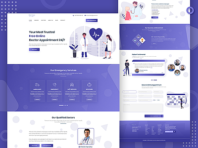 Doctor Appointment Website Landing Page ambulance appointment clean ui clinic doctor appointment emergency helth hospital landing page medical online patient service support therapy treatment ui userinterface website