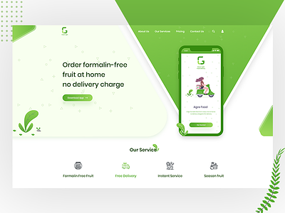 Food Delivery App Landing Page android app application apps clean food formaline free delivery fruit green green light greenlight landing page online ui user inteface website