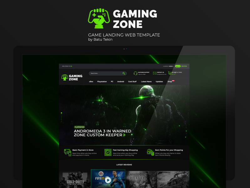 Download Gaming Zone Game Landing Web Template Psd By Batu Tekin On Dribbble PSD Mockup Templates