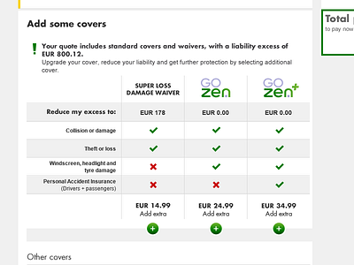 Selling Covers within a booking path - variation booking path booking system e commerce product ui ux