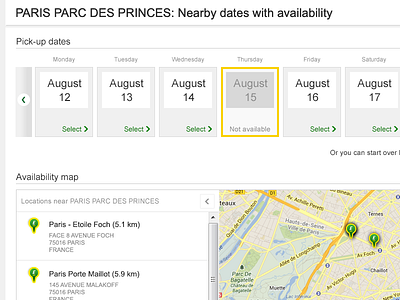 Booking Path Availability Nearby booking path booking system calendar desktop e commerce location based location pin map ui maps ui ux