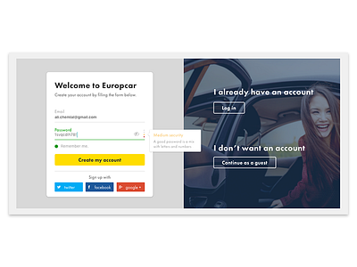 Login page within a booking path