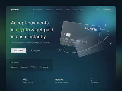 Website for Сrypto payment service Bankto | Web Design blockchaine crypto design fintech landing payment wallet we web