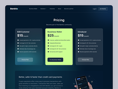 Website for Сrypto payment service crypto design fintech subscription ui web