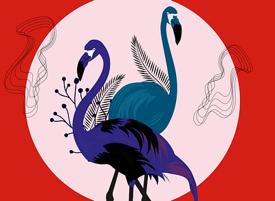 Flamingos Digital Vector Illustration art design graphic design illustration logo vector