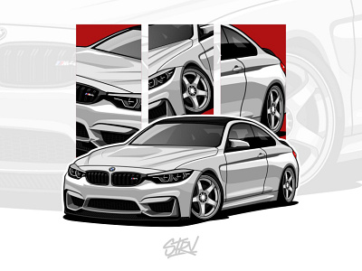 BMW M4 Vector automotive branding car car vector design illustration racecar racing stance stancecar vector