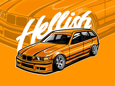 BMW E36 WAGON automotive bmw bmw e36 car car vector e36 illustration stance stance car vector vector art