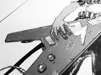 Metalhead—Electric Bass analog bnw comic drawing guitar illustration ink ink drawing manga music pen and ink screentone