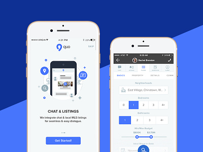Quo Real Estate App app design blue clean interaction interface mobile ui ux