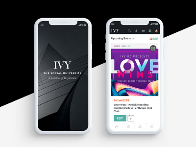 IVY iOS App app design clean dashboard events minimalist mobile splash screen ui user experience ux