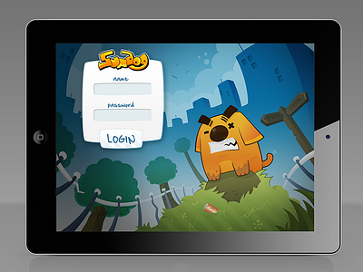 Sumdog Login Screen cartoon cartooning character design dog illustration login ui