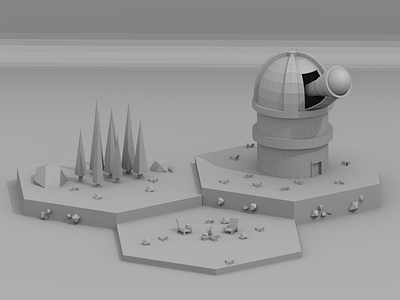 Clay Observatory 3d b3d blender blender3d clay clayrender design isometric low poly lowpoly observatory simple