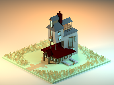 The Burrow 3d b3d blender design harrypotter isometric low poly lowpoly wizard