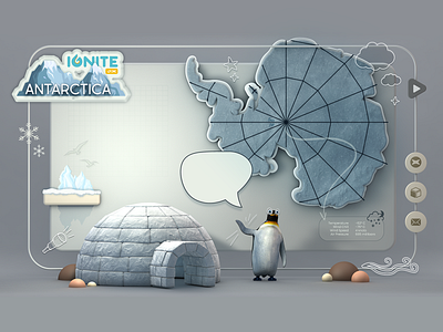 Antarctica - Splash Screen - Idea 3d antarctica clouds igloo illustration logo penguin splash tinyelements ux