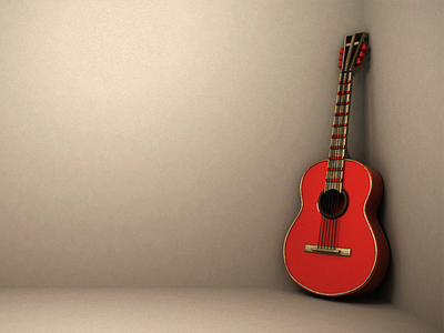 Lonely Strings 3d guitar maya render vray