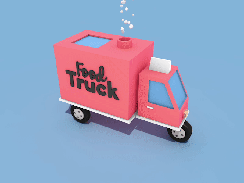 Food Truck - 360° cel celanimation celshader foodtruck lowpoly mini smoke