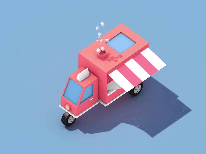 Food Truck - Serve cel cel animation cel shading food low poly smoke tiny truck